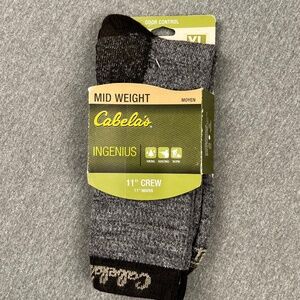 NWT Cabela’s Ingenius Mid-weight 11” Crew Socks XL Odor Control Outdoor